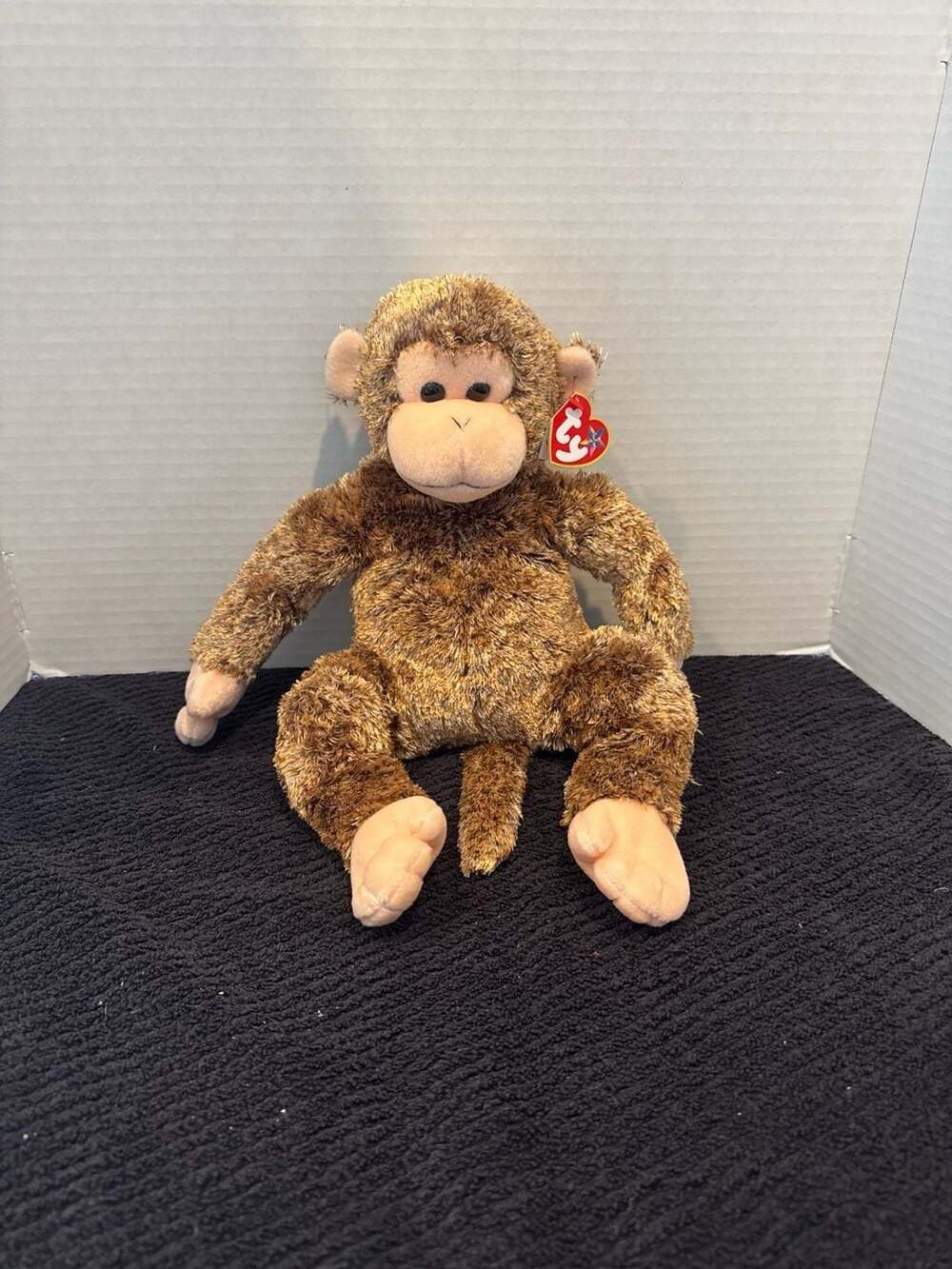 Ty Beanie Buddy Bonsai the Monkey Plush, Brown Shaggy Fur, New with Tags